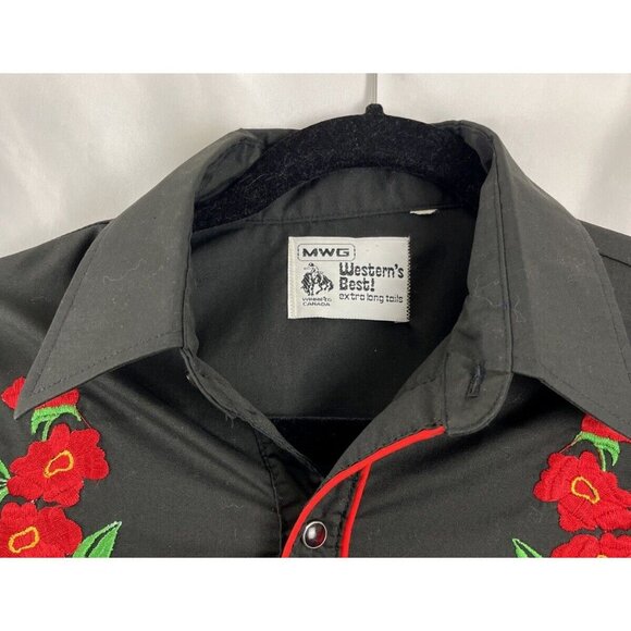 MWG Western's Best Floral Snap Button Rock-A-Billy Western Shirt Men's Size XS - Picture 5 of 11